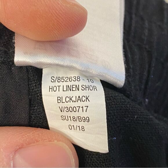 Old Navy LINEN SHORT pull on drawstring black pockets elastic waist hi rise M - Picture 5 of 11